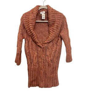 Ann Taylor Loft Women’s Cardigan S Wool/Alpaca Blend Pink Cable Knit Open Shawl